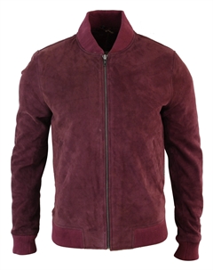 Куртка-бомбер из замши и кожи в стиле «университет», цвет burgundy Truclothing