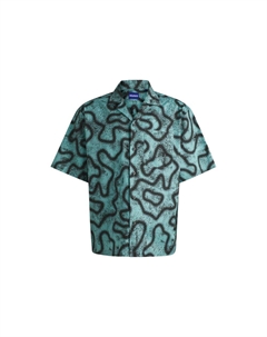 Рубашка свободного кроя из принтованного хлопкового поплина, бирюзовый Hugo