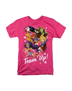 Футболка с коротким рукавом для взрослых DC Comics Superhero Girls Team Up, розовый Gildan