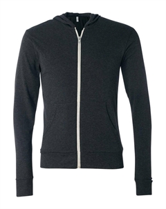 Легкая футболка с длинными рукавами и капюшоном Triblend, цвет charcoal black triblend Bella+canvas