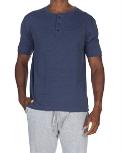 Супермягкая кофта-хенли с коротким рукавом, цвет heather navy Unsimply stitched