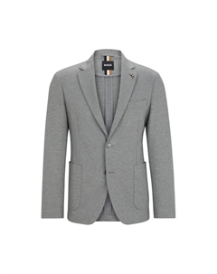 Приталенный жакет из меланжевого трикотажа интерлок, серебряный Boss