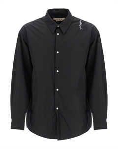 Мужская утепленная рубашка с вышитым логотипом, черный Marni