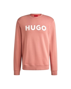 Толстовка прямого кроя из хлопчатобумажной махры с логотипом, светло-розовый Hugo