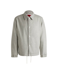 Утепленная куртка тренера прямого кроя из смесовой шерсти, белый Hugo