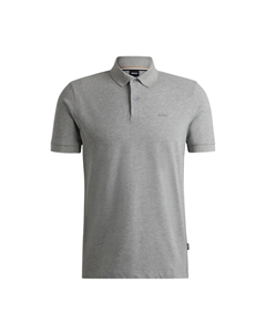 Рубашка-поло Pallas Regular-fit из хлопка с вышитым логотипом, серебряный Boss