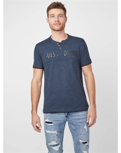 Футболка Edgar Marled Henley, цвет officer blue mulit Guess factory