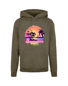 Толстовка с капюшоном " Men's Summer Vibes Sunset Basic Hoody", оливковый Merchcode