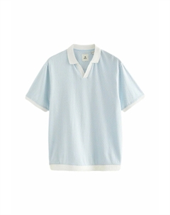 REGULAR FIT Cuban Collar Textured Short Sleeve, Рубашка-поло синий Next