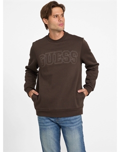Пуловер с круглым вырезом и логотипом Saul, цвет espresso brown Guess factory