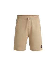 Шорты свободного кроя из хлопчатобумажной махры с отделкой логотипом, светло-бежевый Hugo