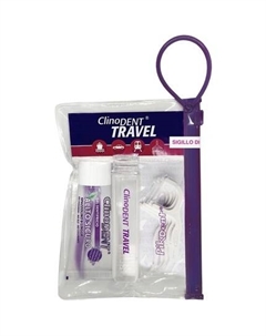 Дорожный набор для гигиены полости рта - сумка, зубная щетка с замком, гель для полоскания рта для свежего дыхания без полоскания, зубная нить Clinodent