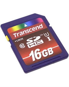 Карта памяти 16Gb SDHC Class 10 UHS-I U1 Transcend