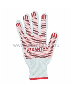 Перчатки садово-строительные х/б ПВХ, 10 класс, белый/красный, 09-0202-1 (09-0202-1) Rexant