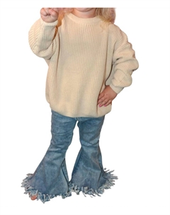 Пуловер с длинными рукавами для девочек, кремовый цвет Lulu clothes