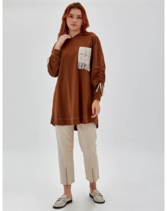 Толстовка с кружевным карманом Табачный Kyr