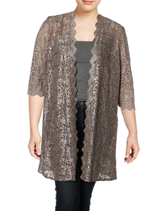 Плюс Женская кружевная куртка с пайетками, цвет champagne R&m richards