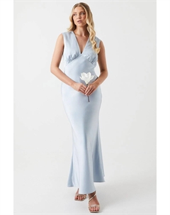 Атласное платье макси с открытой спиной для подружек невесты, синий Oasis