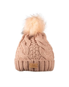 Шапка с помпоном из искусственного меха Aran Cable, розовый Aran traditions