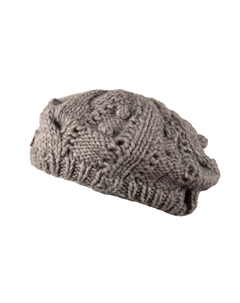 Аранский кружевной берет с косами, серый Aran traditions