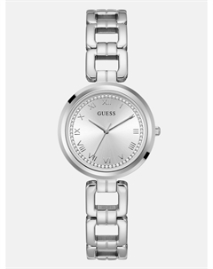 Круглые аналоговые часы серебристого цвета, серебряный/темно-синий Guess factory