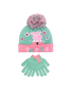 Детский комплект шапки и перчаток, зеленый Peppa pig