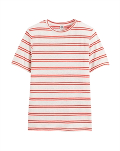 Футболка с круглым вырезом изо льна в полоску оранжевый Laredoute
