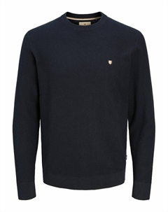 Пуловер 100 хлопка с круглым вырезом синий Jack & jones