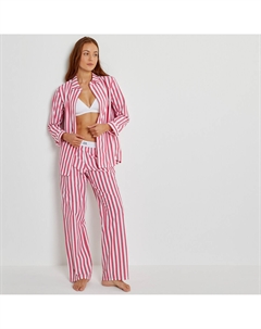 Пижама из поплина в полоску красный Laredoute