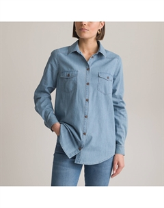 Рубашка из легкого денима длинные рукава синий Laredoute