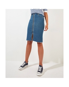 Юбка из денима с застежкой на молнию синий Laredoute