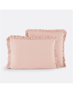 Наволочка из хлопчатобумажной газовой ткани с воланом Kumla розовый La redoute interieurs