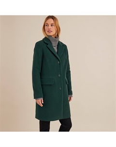 Пальто средней длины с застежкой на пуговицы зеленый Laredoute