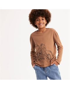 Футболка с длинными рукавами принт мотоцикл каштановый Laredoute