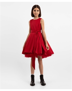 Платье текстильное без рукавов бордовое для девочки Gulliver