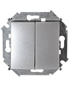 Выключатель 1591398-033 15 Алюминий 2-клавишный, 16А, 250В, винт.заж. Simon