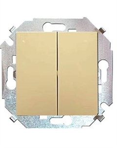 Переключатель 1591397-034 15 Шампань 2-клавишный, 16А, 250В, винт.заж. Simon