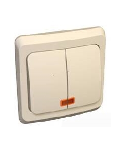 Выключатель Schneider Electric BC10-006K Этюд 2-клавишный, с подсветкой, скрытый, 10 А, 220/250 В, IP20, в сборе (сх.5) (кремовый) Systeme electric