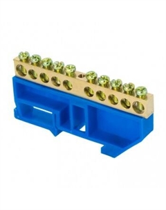 Шина sn0-63-10-d нулевая N 6х9 10 отвер. латунь син. изолятор на DIN-рейку, PROxima Ekf