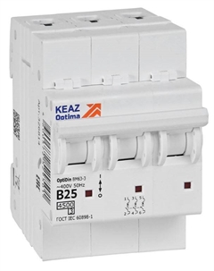 Автоматический выключатель 329521 OptiDin BM63-3B25-4,5-УХЛ3 Кэаз