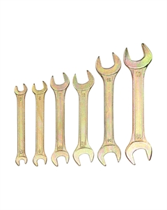 Набор ключей Rexant 12-5843-2 рожковых (6х7-16х17 мм), 6 шт., желтый цинк