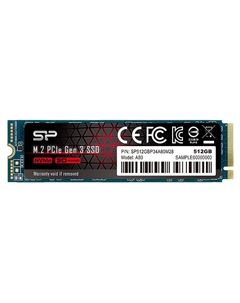 Накопитель SSD M.2 2280 SP512GBP34A80M28 P34A80 512GB PCI-E x4 NVMe 3200/3000MB/s 3D TLC NAND MTBF 2M Silicon power