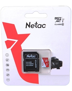 Карта памяти MicroSDXC 64GB NT02P500ECO-064G-R P500 Eco Class 10 UHS-I + SD адаптер Netac