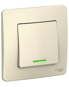 Выключатель Schneider Electric BLNVS006112 1-клавишный с подсветкой, 6А, 250B Молочный внутр Systeme electric