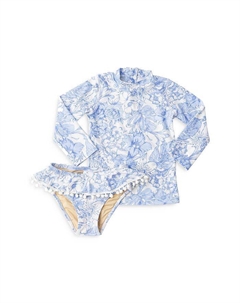 Купальник-рашгард Tropical Blues для девочек, двухсекционный - для малышей и малышек, синий Shade critters