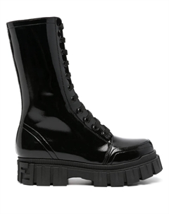 Лакированные сапоги с тисненым логотипом, черный Fendi kids