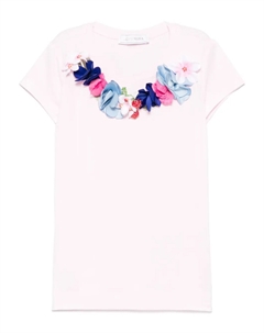 Футболка с цветочной аппликацией, розовый Monnalisa