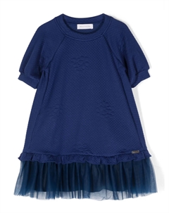 Платье из тюля с короткими рукавами, синий Monnalisa