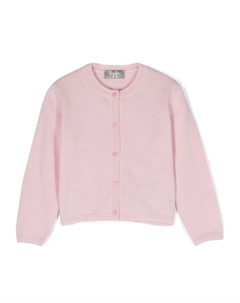 Шерстяной кардиган с круглым вырезом, розовый Il gufo