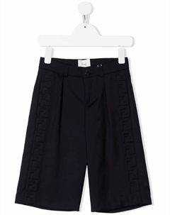 Шерстяные шорты с тисненым логотипом, синий Fendi kids